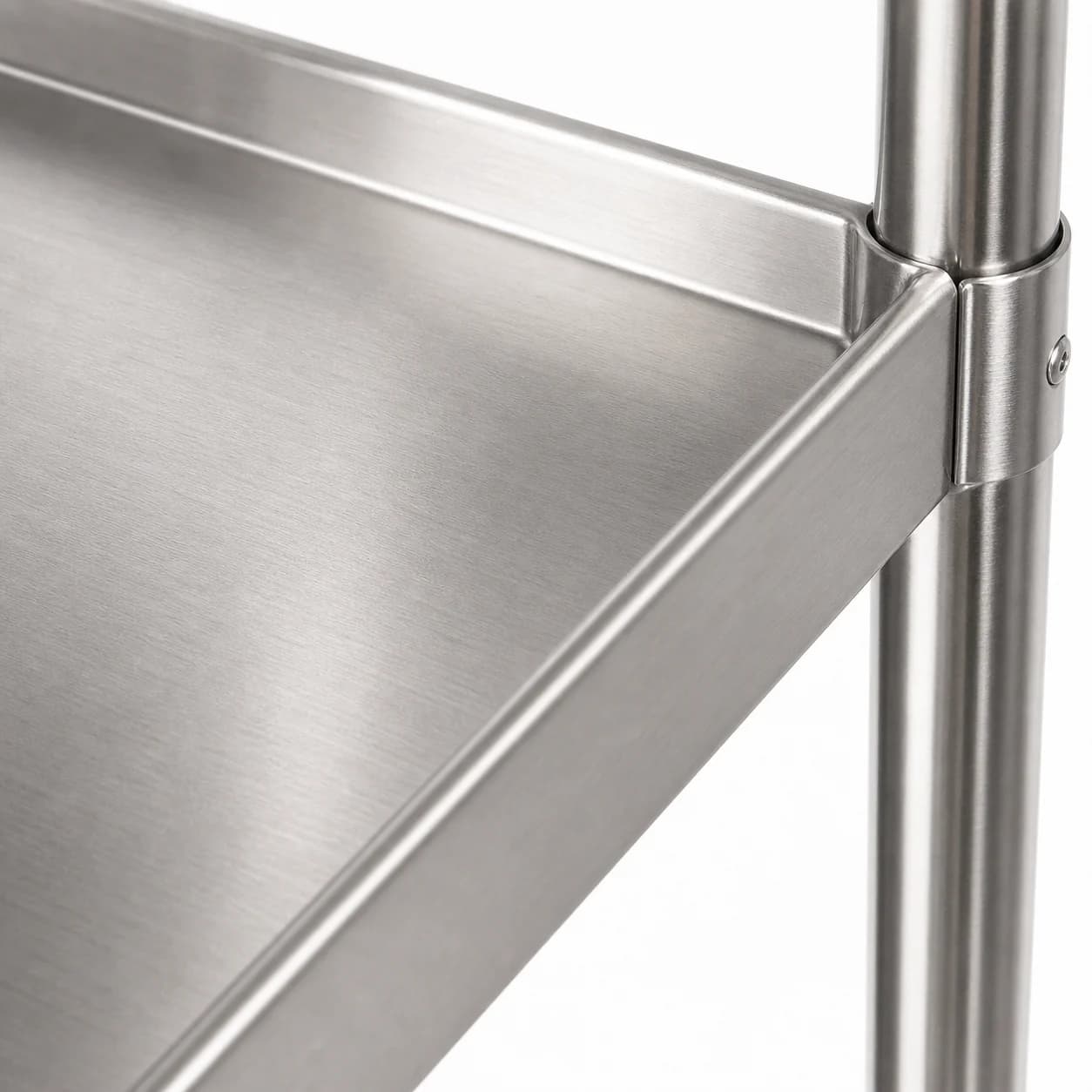 Stainless Steel Utility Trolley - detail brushed shelf detail