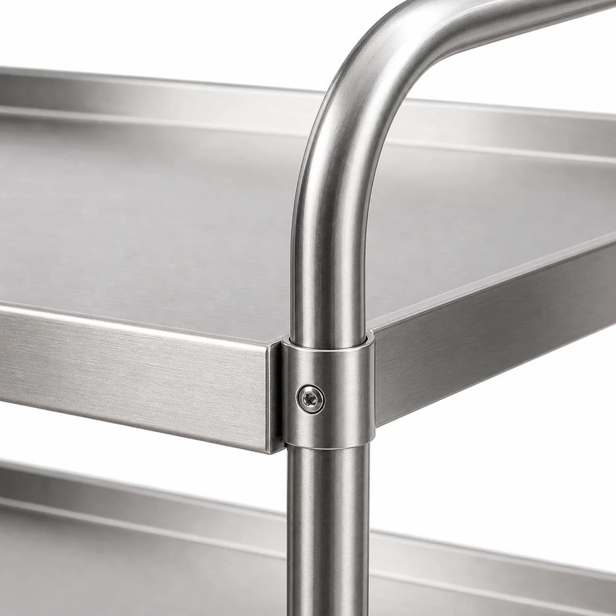 Stainless Steel Utility Trolley - detail handle joint detail