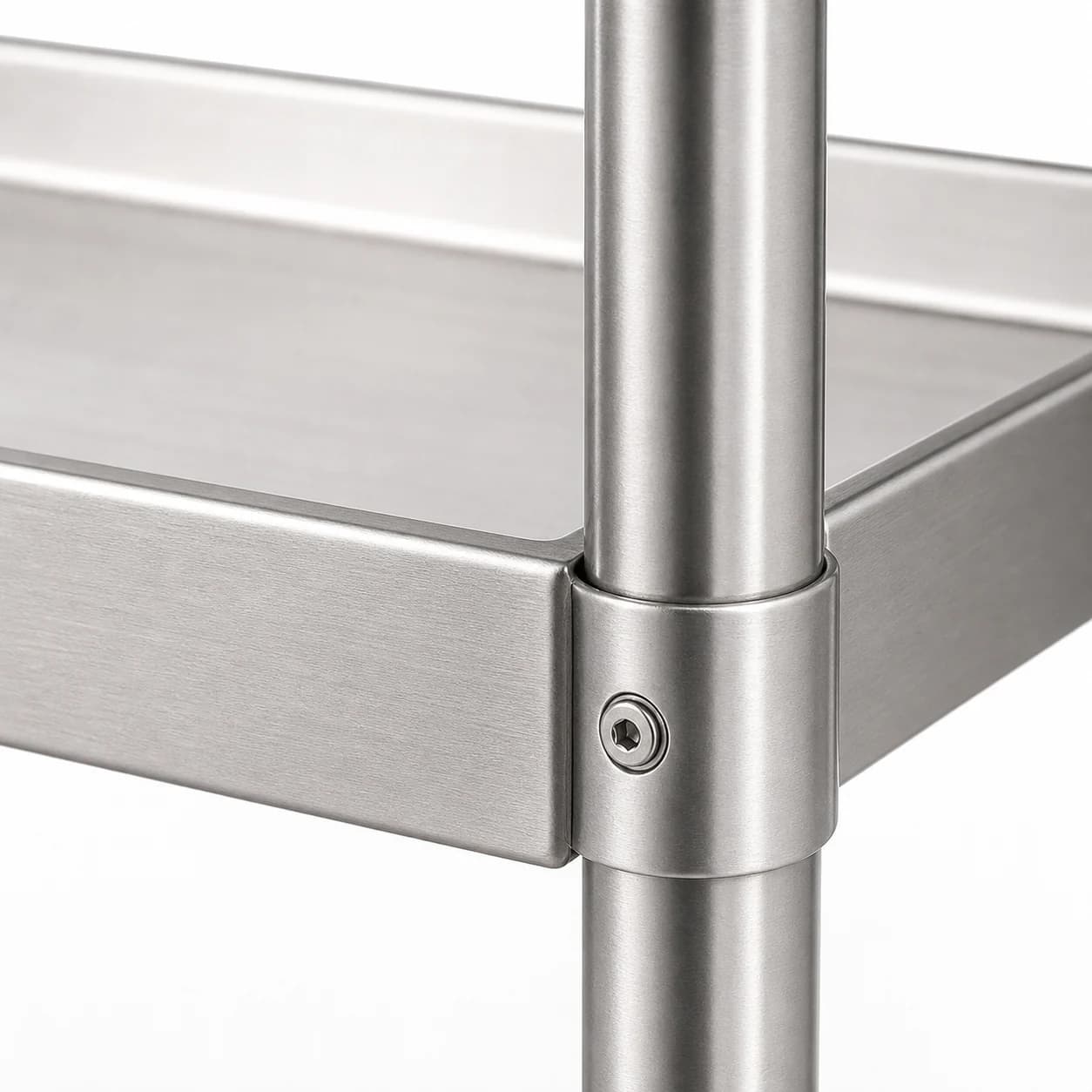 Stainless Steel Utility Trolley - detail shelf corner detail