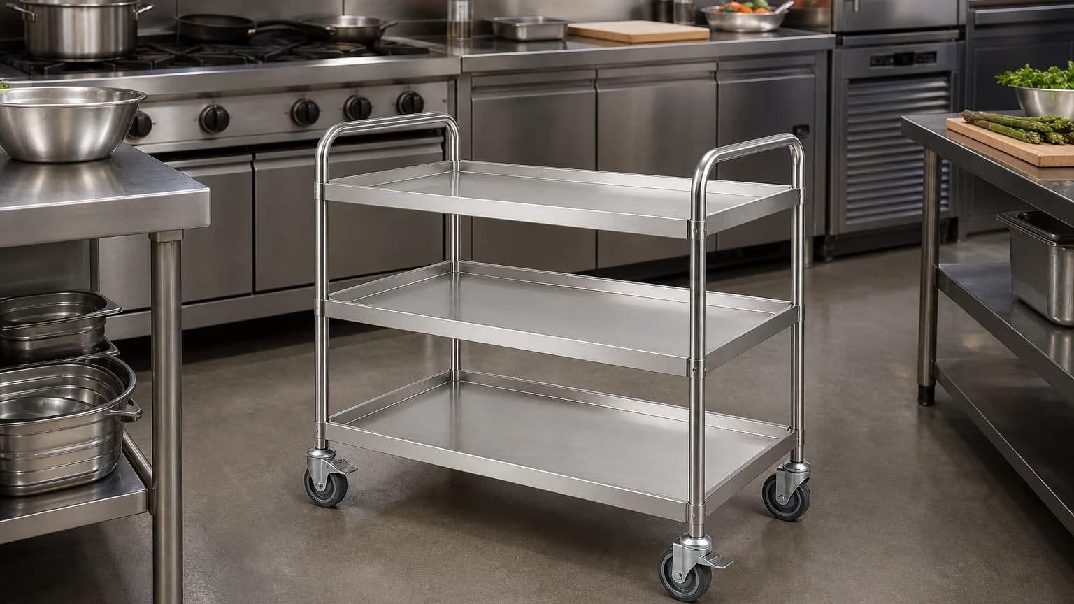 Stainless Steel Utility Trolley - restaurant kitchen