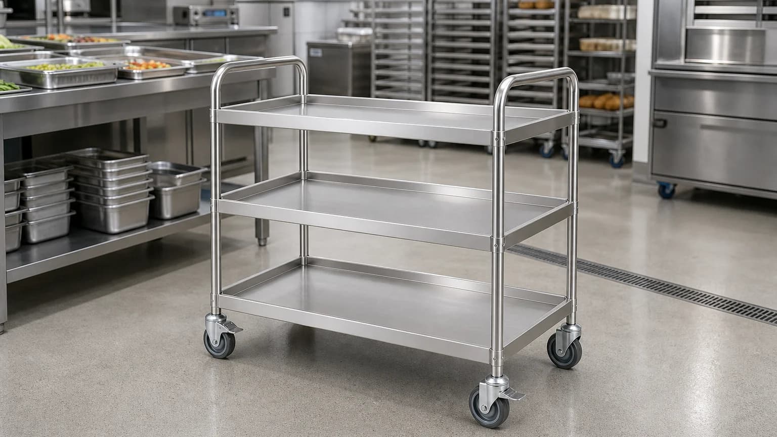Stainless Steel Utility Trolley - central kitchen